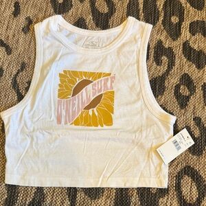 O'Neill White and Yellow Graphic Crop Top